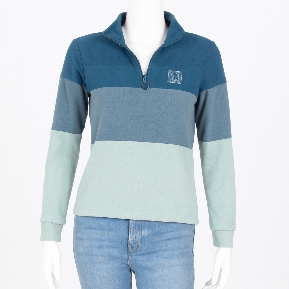 Ivory Ella Shirt Womens Medium Blue Colorblock Quarter Zip Workout‎ Athleisure